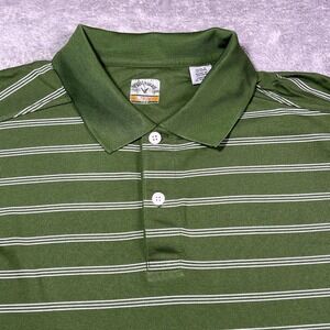 Callaway Golf Polo Shirt Men's‎ Large C-Tech Striped Short Sleeve Olive Green